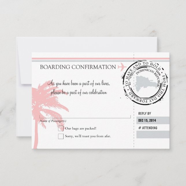 RSVP Boarding Pass TO Dominican Republic Invitation (Front)