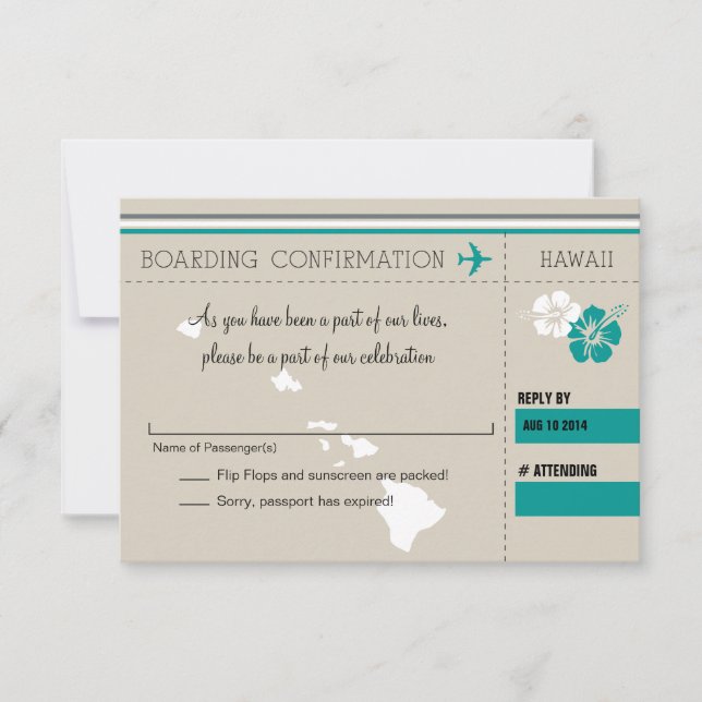 RSVP Boarding Pass TO HAWAII (Front)