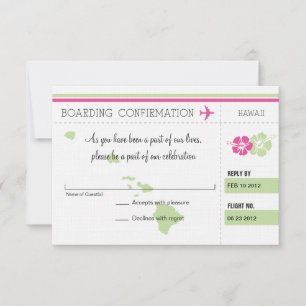 RSVP Boarding Pass TO Hawaii Card