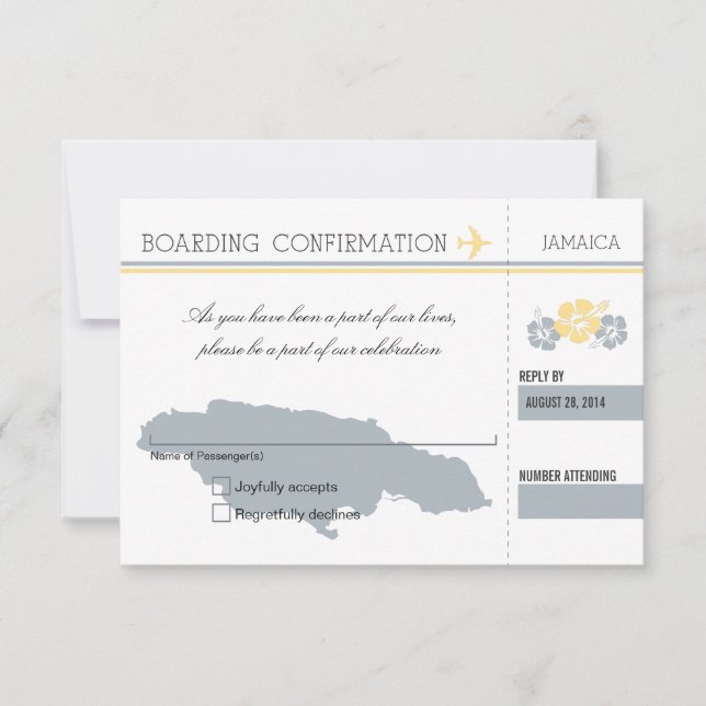 RSVP Boarding Pass TO JAMAICA (Front)