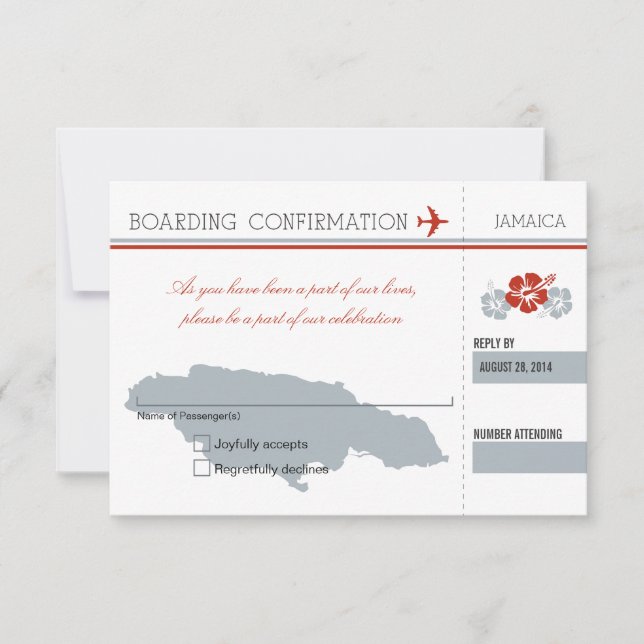 RSVP Boarding Pass TO JAMAICA (Front)
