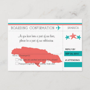 RSVP Boarding Pass TO JAMAICA Card