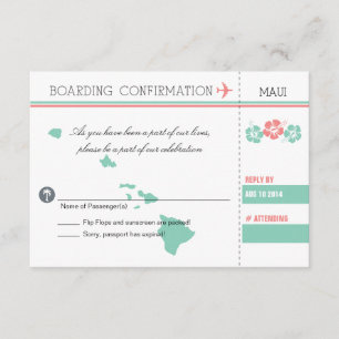 RSVP Boarding Pass TO MAUI HAWAII Card