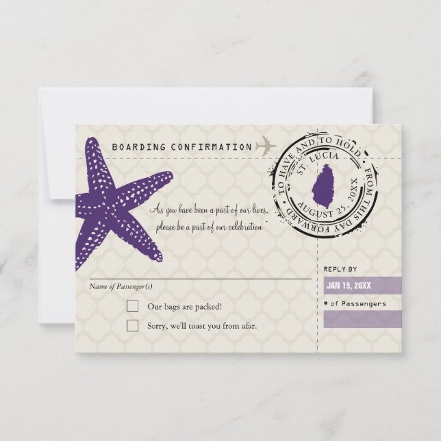 RSVP Boarding Pass to St. Lucia Invitation (Front)