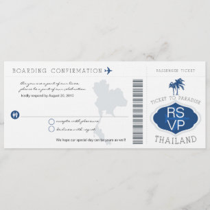 RSVP Boarding Pass to Thailand Wedding Invitation
