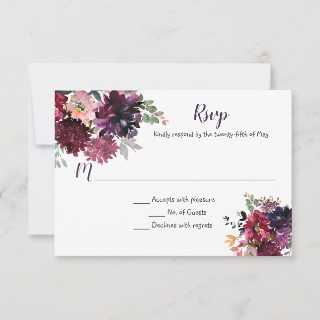 RSVP Bohème Rustique Fleurs Aquarelle (Devant)