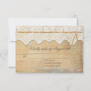RSVP Boho Elegant Rustic Country Vintage Lace Wood Card