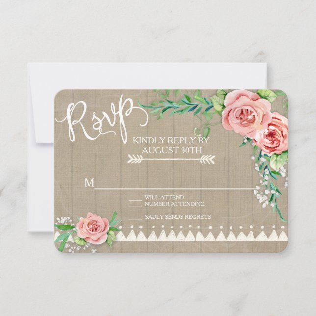 RSVP BOHO Flower Peony Babys Breath Barn Farm Wood (Front)