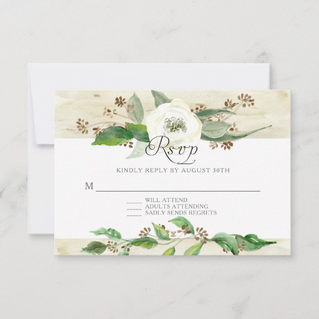 RSVP BOHO Rustic Wood RSVP Réponse Rose sauvage (Devant)