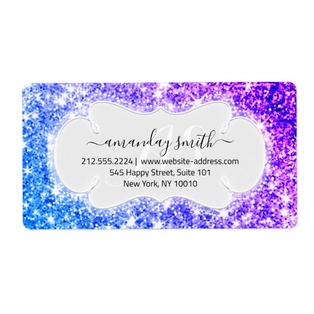 RSVP Bridal Monogram Wedding Glitter Princes Purpl (Front)