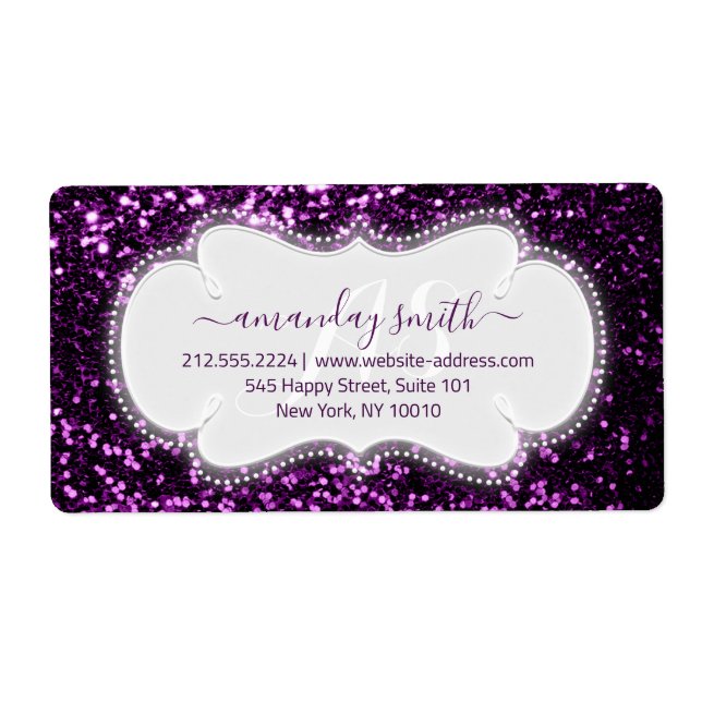 RSVP Bridal Sweet Monogram Purple Royal Glitter (Front)