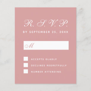 RSVP Budget Dusty Rose White Script Response Card