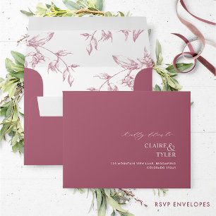 RSVP Burgundy Elegant Modern and Formal Floral Envelope