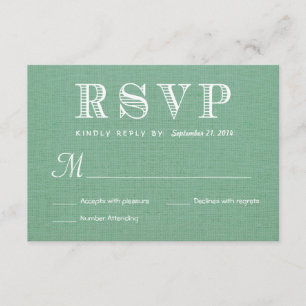 RSVP Burlap Mint Green Rustic Wedding Reply Card