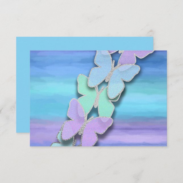 RSVP Butterfly Turquoise Purple Watercolor  Invitation (Front/Back)