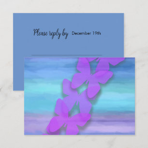 RSVP Butterfly Turquoise Purple Watercolor  Invitation