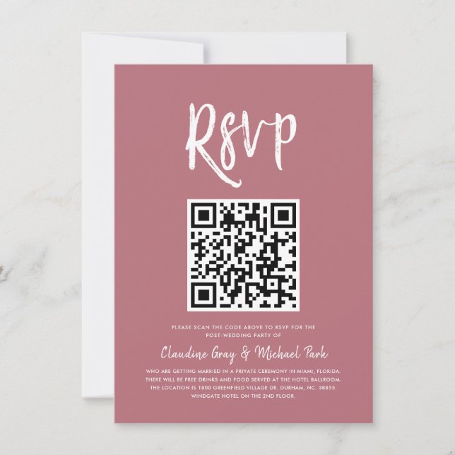 RSVP by QR Code | Rose Gold Colour Invitation (Front)