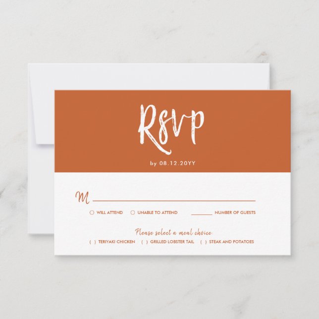 RSVP Calligraphy Terracotta Script Style Reply Invitation (Front)