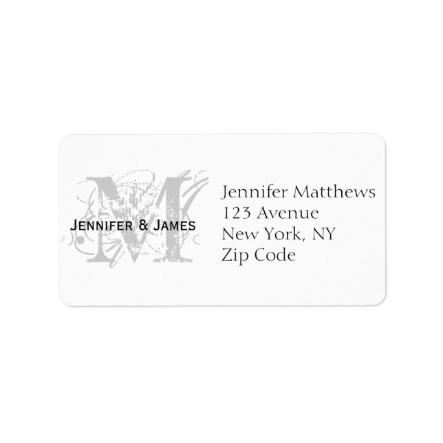 RSVP Card Address Labels Chic Monogram (Front)