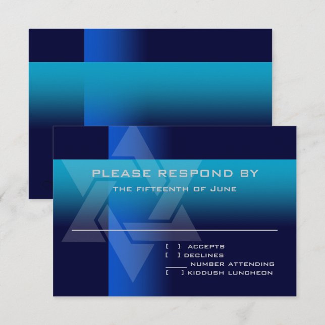 RSVP Card Blue and Turquoise on Any Colour (Front/Back)