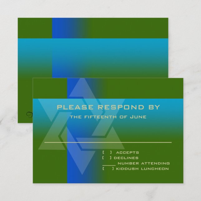 RSVP Card Blue and Turquoise on Any Colour (Front/Back)