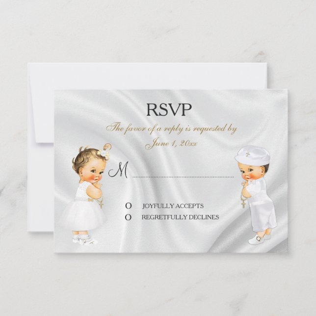 RSVP Card for Baptism Christening Communion (Front)