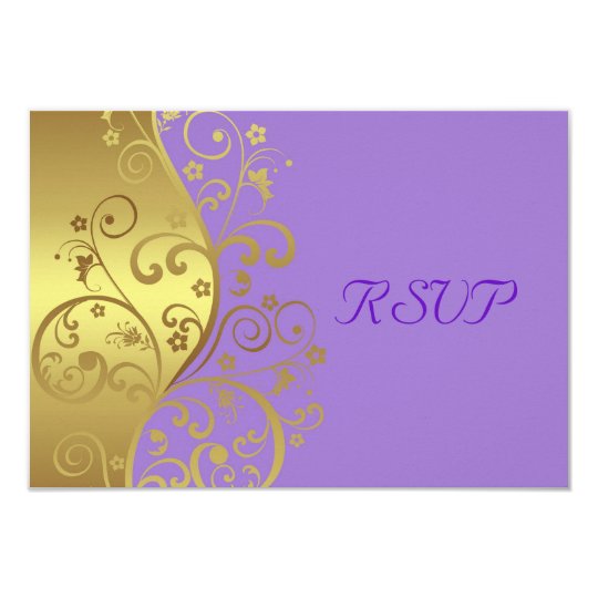 RSVP Card--Gold Swirls & Lavender Card