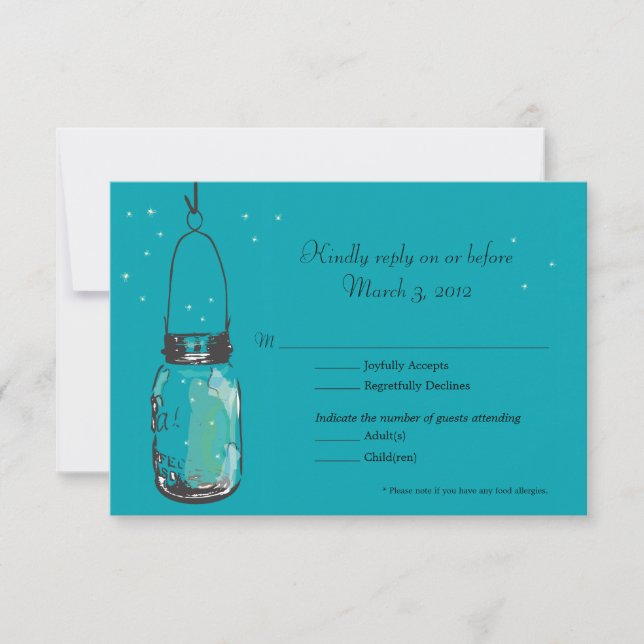RSVP Card Mason Jar and Fireflies (Front)