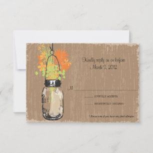 RSVP Card Mason Jar and Fireflies