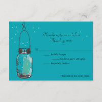 RSVP Card Mason Jar and Fireflies