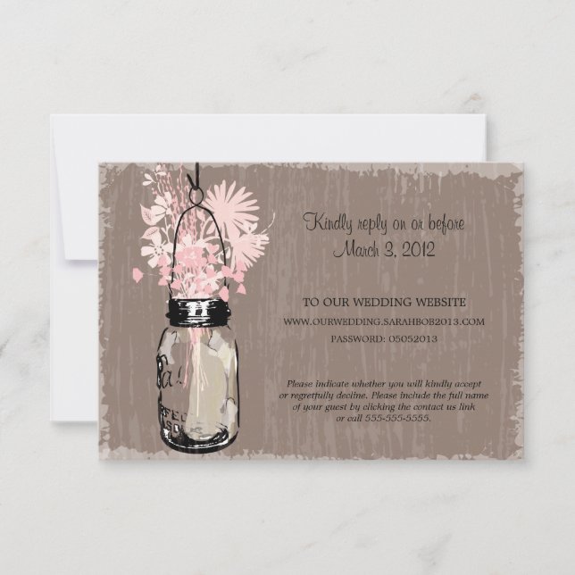 RSVP Card Mason Jar and Wildflowers (Front)