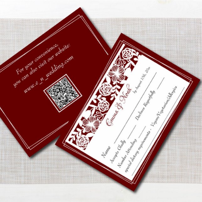 RSVP Card Open-Work Elegant Maroon Wedding (Creator Uploaded)