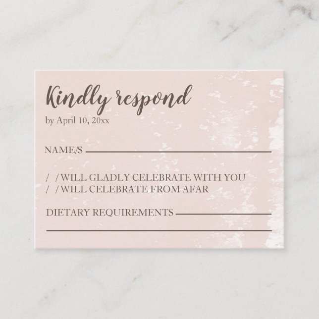 RSVP card please respond modern blush (Front)
