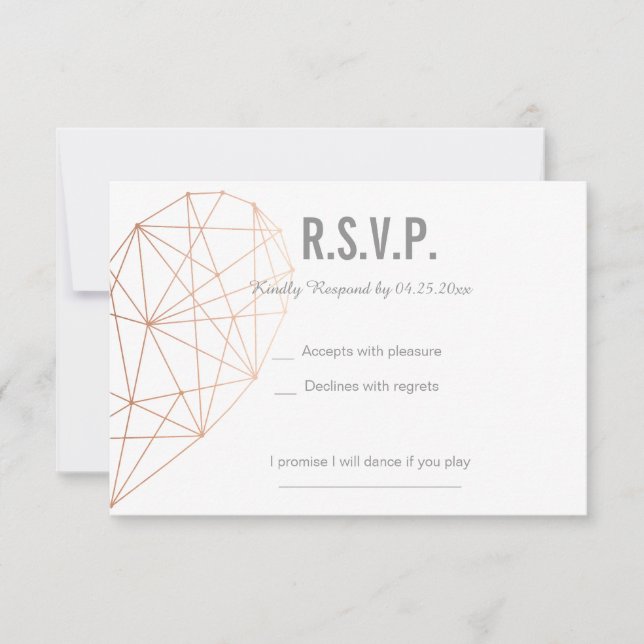 RSVP card | Response | Wedding Geometric Rose Gold (Front)