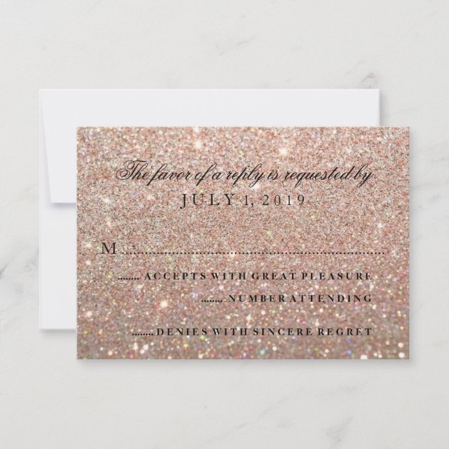 RSVP Card - Rose Gold Glit Fab (Front)