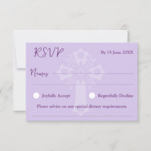RSVP Card Style 1 Floral Cross Baptism Purple
