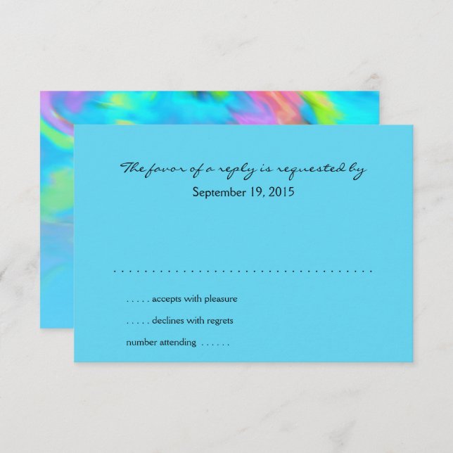 RSVP Card Turquoise Blue Lime Pink Tie Dye (Front/Back)