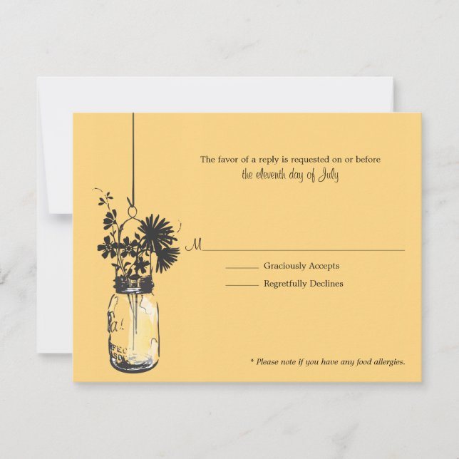RSVP Card Wid Flowers & Mason Jar (Front)