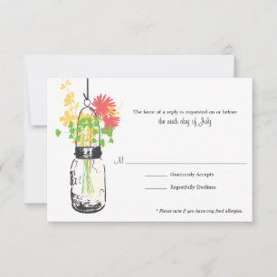 RSVP Card Wild Flowers & Mason Jar