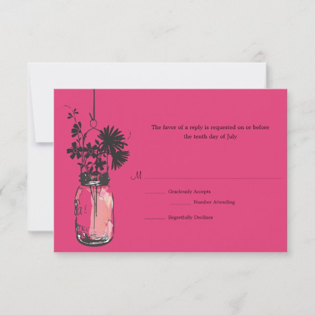 RSVP Card Wild Flowers & Mason Jar (Front)