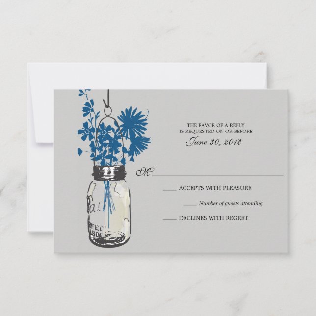 RSVP Card  Wild Flowers & Mason Jar (Front)