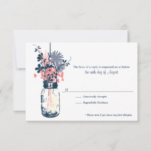 RSVP Card  Wild Flowers & Mason Jar