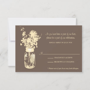 RSVP Card Wild Flowers & Mason Jar