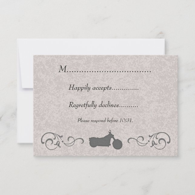 RSVP Card with Faux Embossed Motorcycle (Front)