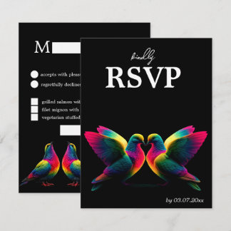 🌈 RSVP Card with Menu & QR Code Doves of Promise