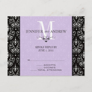 RSVP carde le pourpre de lustre de monogramme