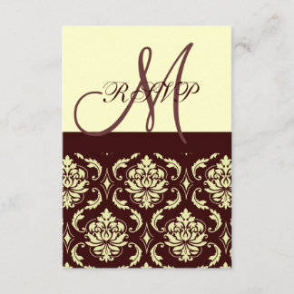 RSVP Cards Brown Ivory Damask For Square Invites