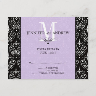 RSVP Cards Monogram Chandelier Purple