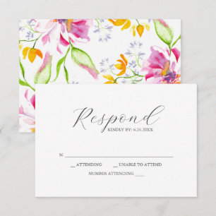 RSVP Cards Pink Floral Pattern