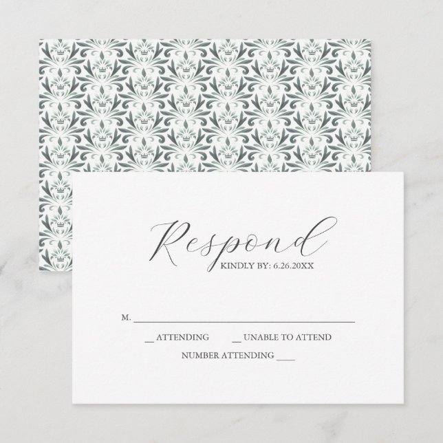 RSVP Cards Sage Green Pattern (Front/Back)